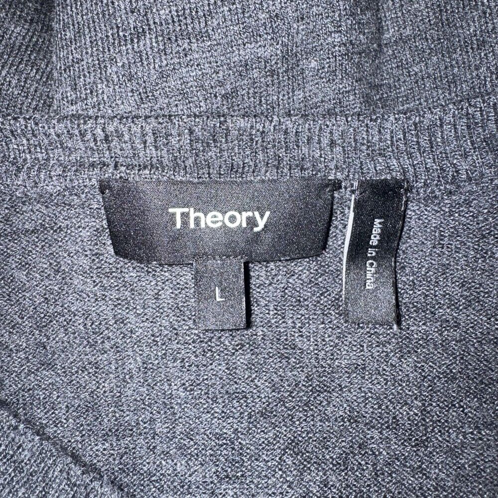 Theory Men's Classic Fit V-Neck Sweater Soft Blend Long‎ Sleeve Large Gray - Picture 12 of 12